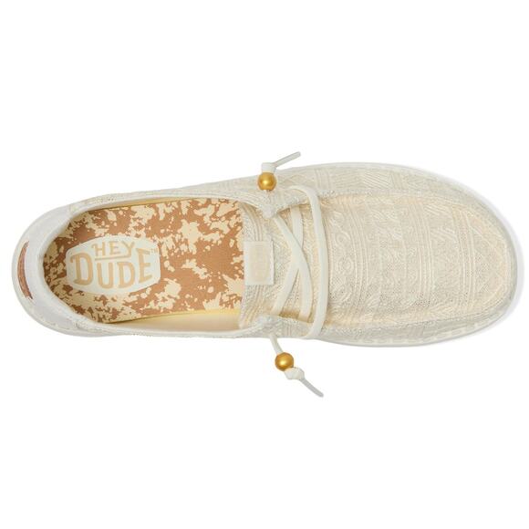 NWT HEYDUDE Women's Wendy Crochet Lace White/Gold 10 Medium - Picture 6 of 7